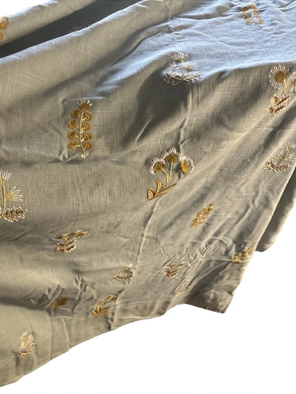 Anthropologie Rosalie Cotton Embroidered Floral Curtain NEW 1 Panel